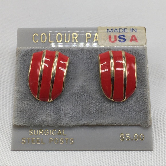 5 Pairs Vintage Earrings, Assorted Styles, Studs, New On Cards - Picture 2 of 12